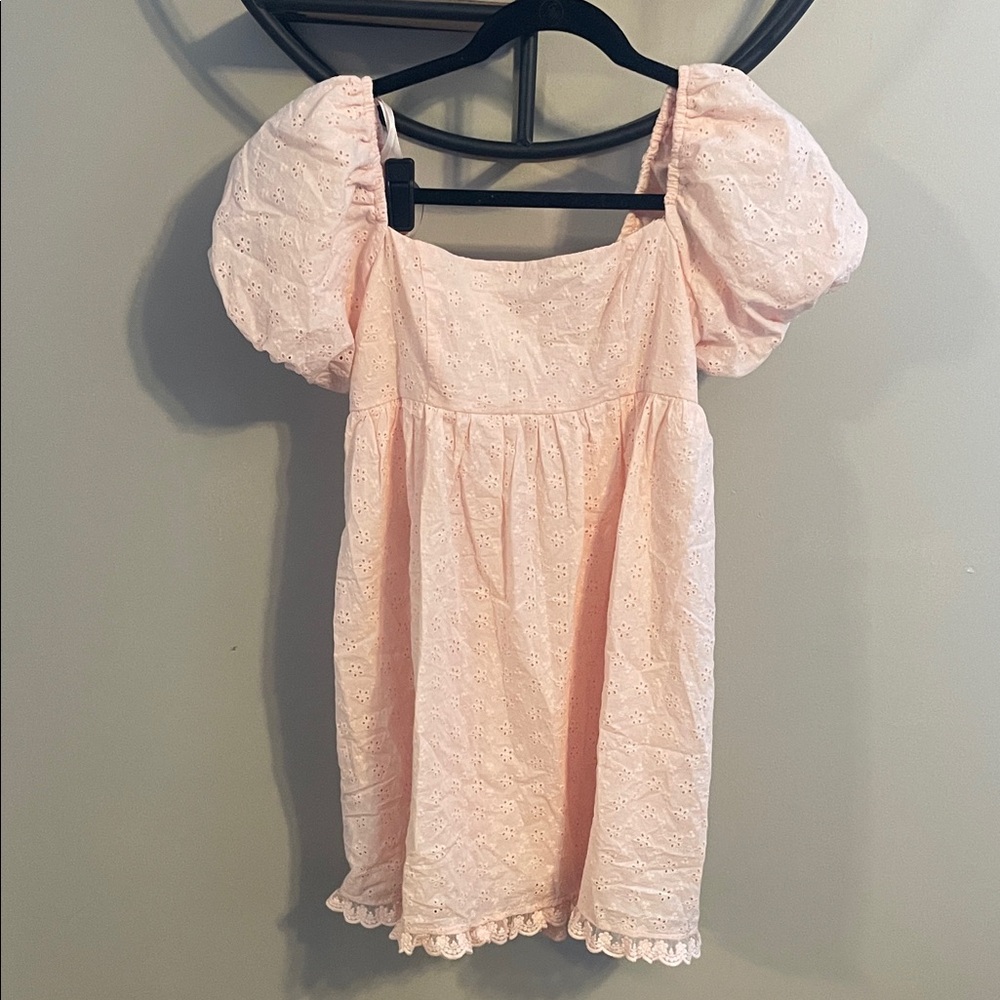 Macy's Blush Mini Dress with Puff Sleeves